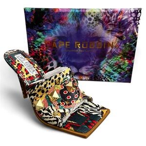 Women's Studded Animal Print Open Toe Stiletto Heels Maximalist Y2K Mobwife